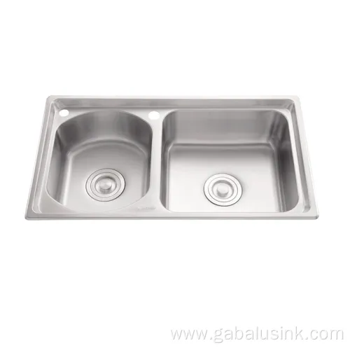 Commercial Kitchen and Home Two Bowl Kitchen Sink